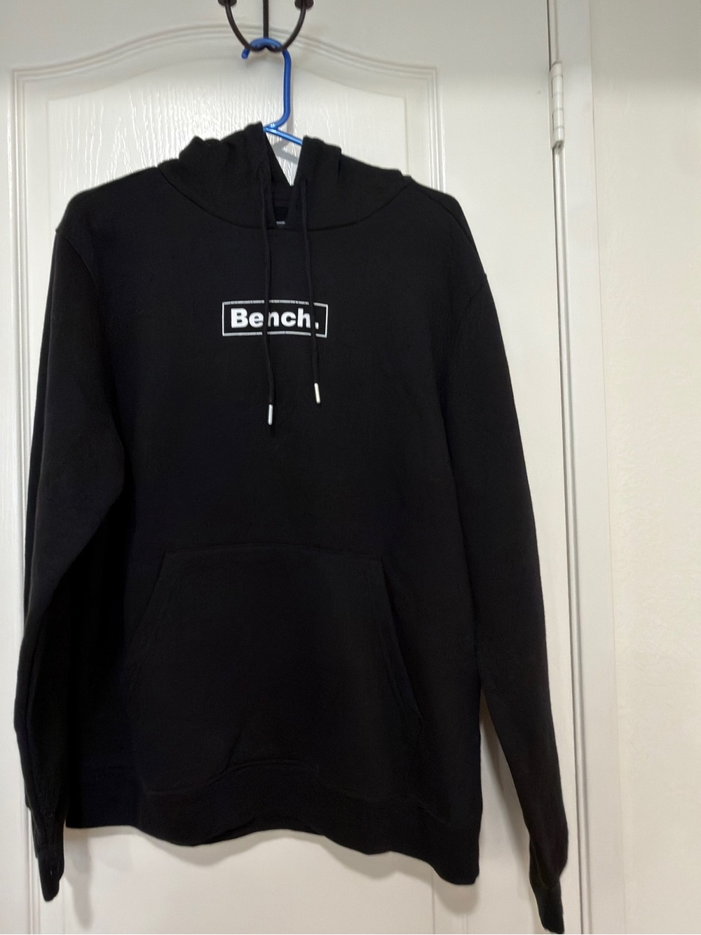 BENCH Graphic Hoodie Black Pullover Sweatshirt Size L Streetwear Skater